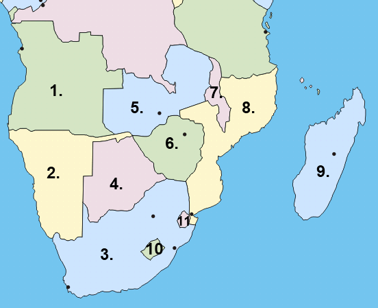 Länder i södra Afrika