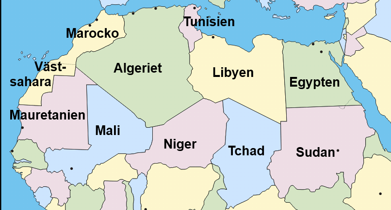 Karta Norra Afrika | Karta östkusten