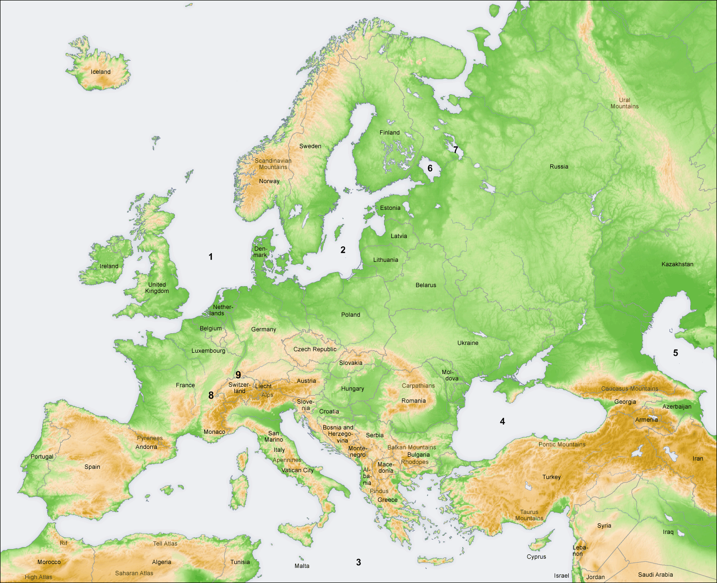 Europa: Hav och sjöar